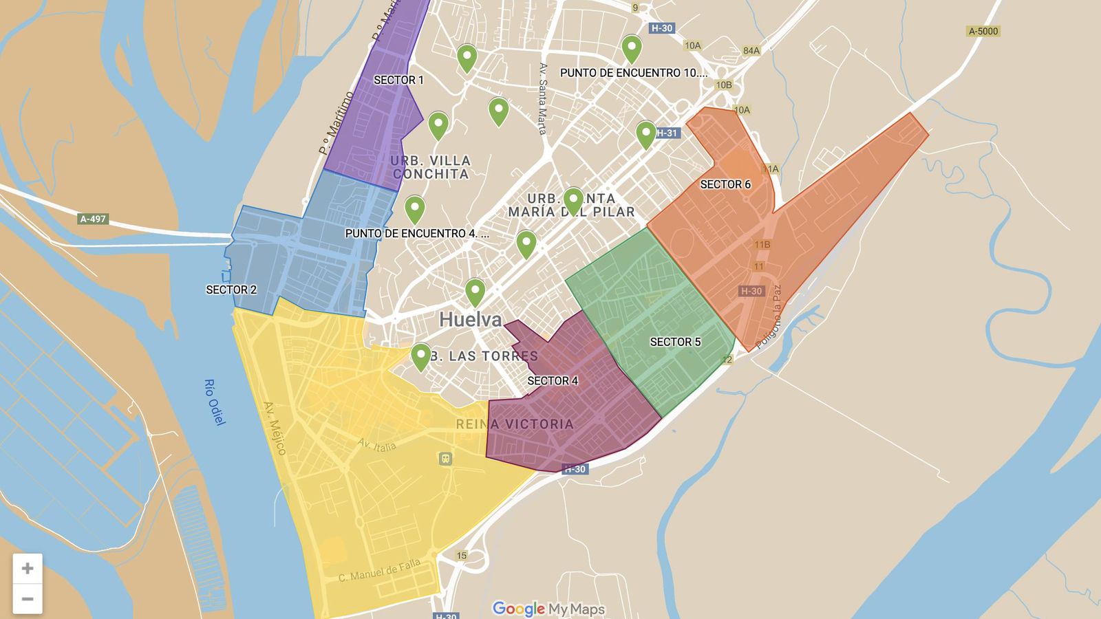 Puntos de encuentro en Huelva