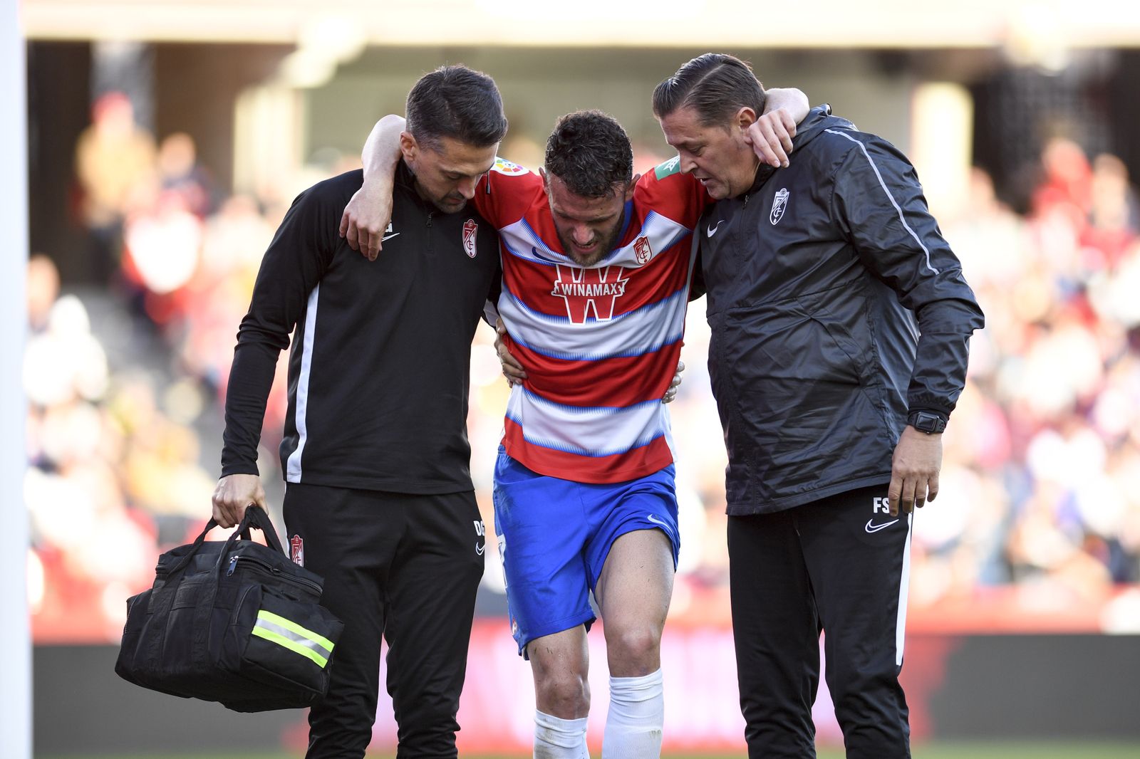 Quini abandonó el terreno de juego con claros síntomas de dolor el pasado sábado