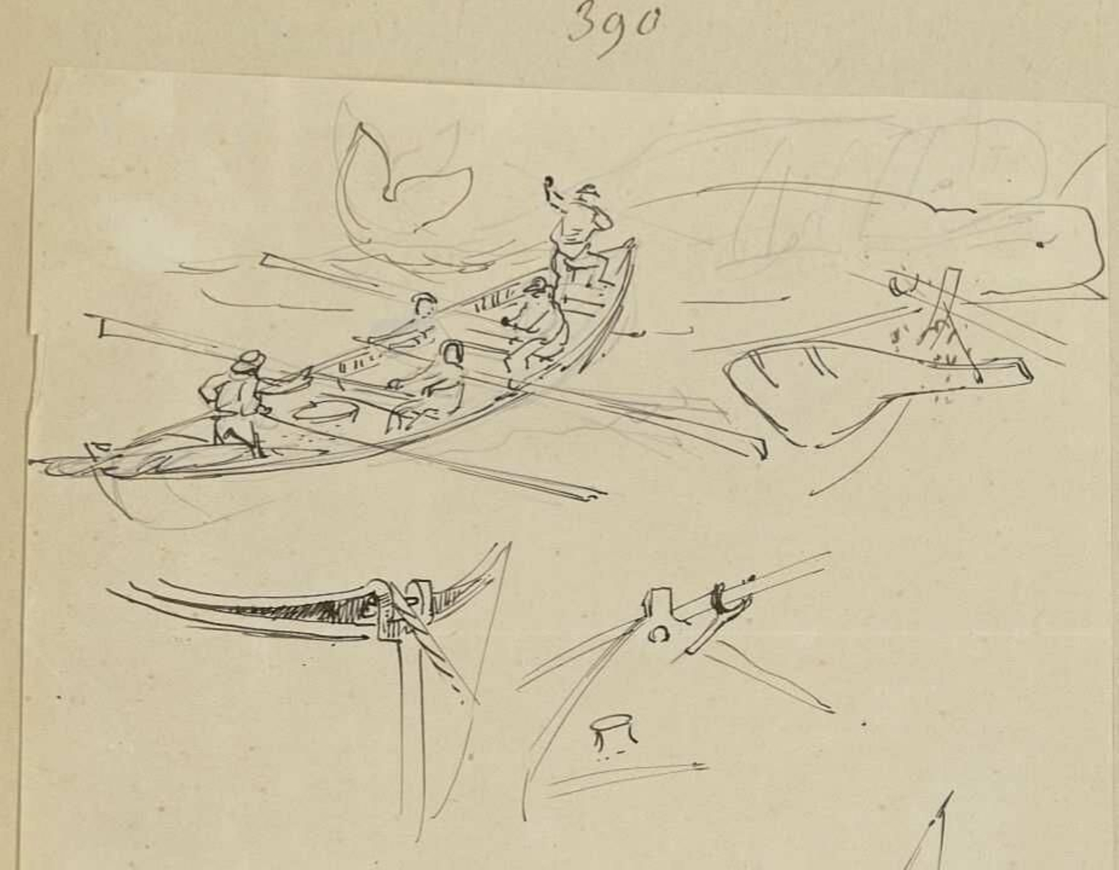 Barcas balleneras cazando una ballena (1863-1900), de Rafael Monleón y Torres.
