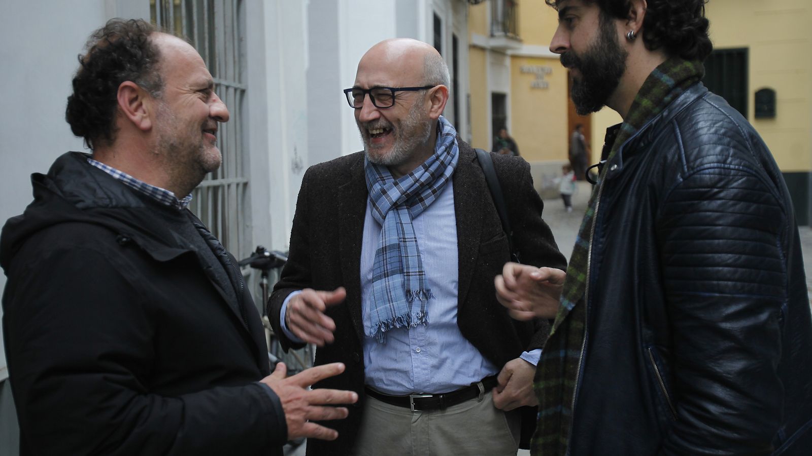 José García Cebrián, Manel Ferri y Carlos Aristu, antes de la jornada en Sevilla.