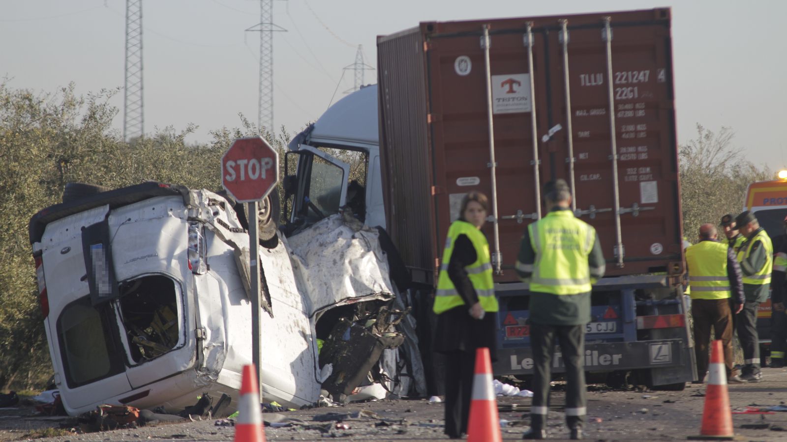 Estado de los vehículos implicados en el accidente de la A-394.