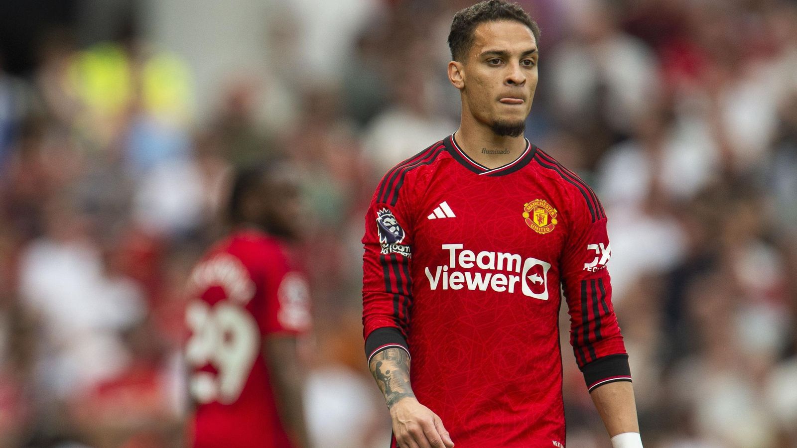 Antony, en un encuentro con el Manchester United. Antony, en un encuentro con el Manchester United.
