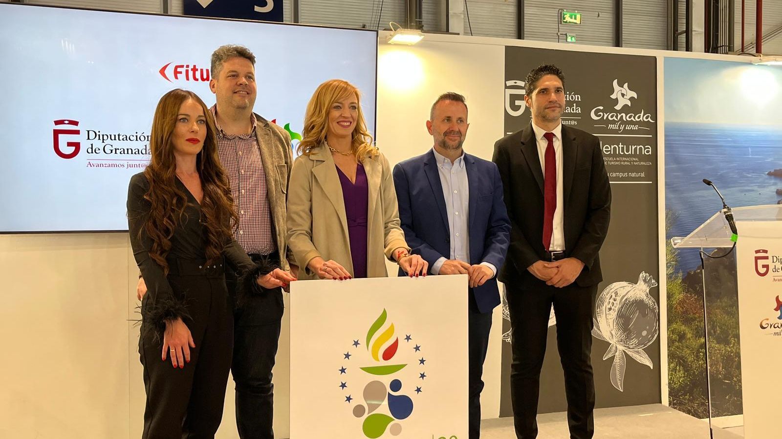 Berta Linares, alcaldesa de Maracena durante la presentación de esta mañana en Fitur 2023.