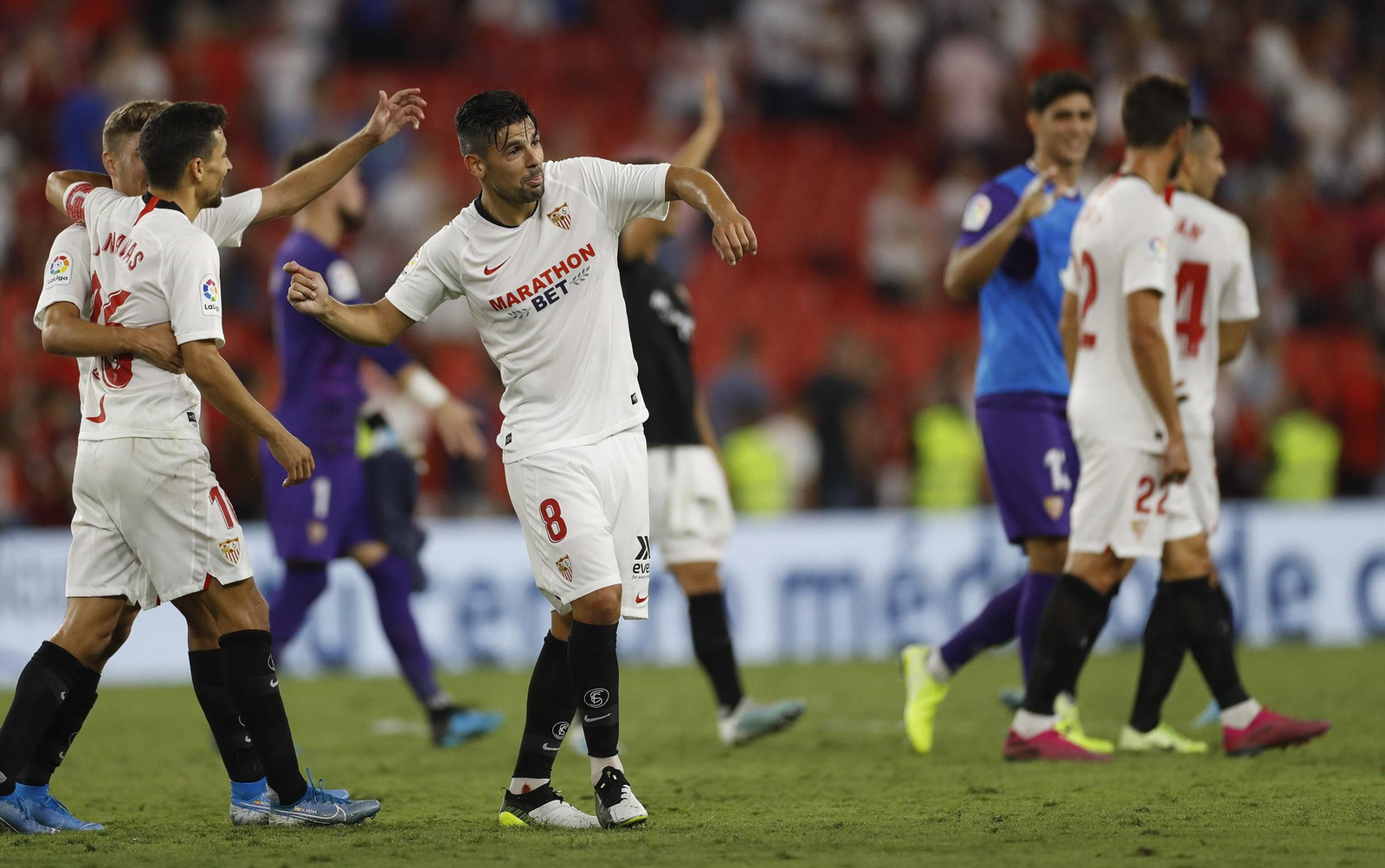 Nolito, feliz al finalizar el encuentro en el Sánchez-Pizjuán.