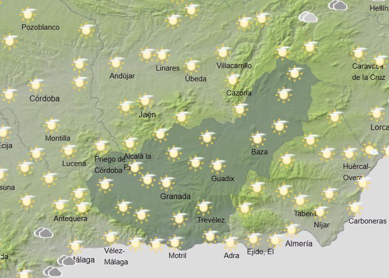 Tiempo en Granada | Las temperaturas ascienden a los 30 grados sin descartar lluvias en la provincia