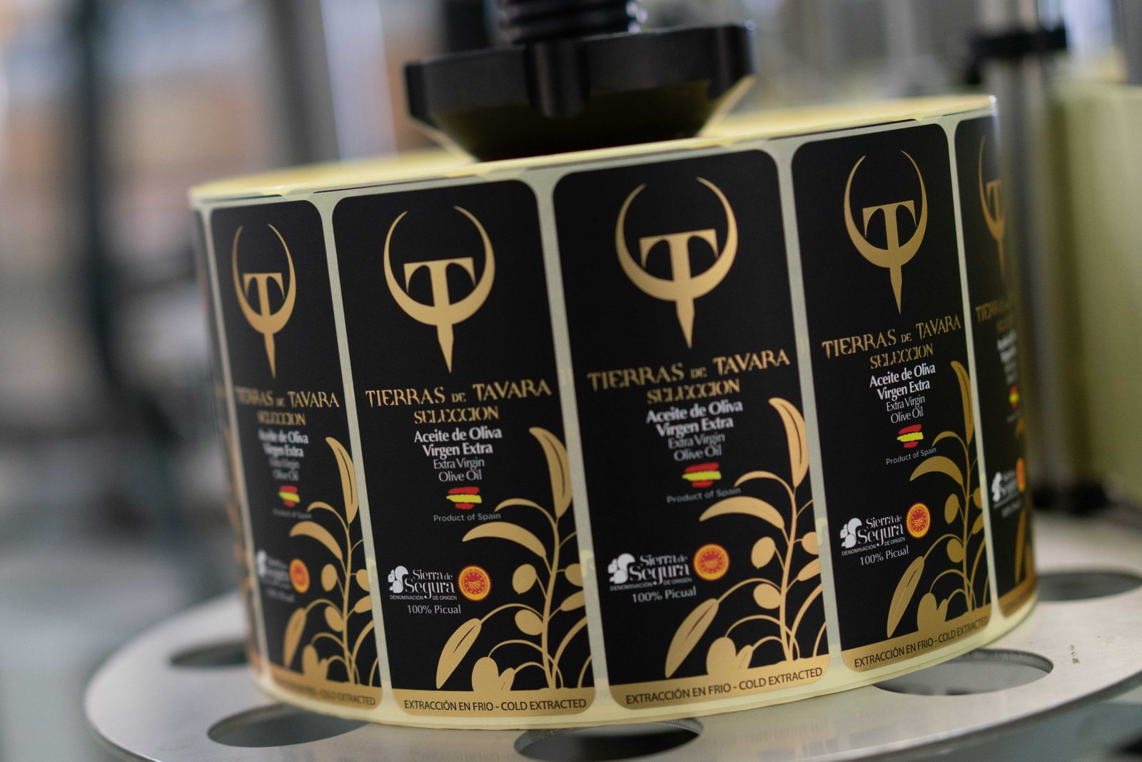 Etiqueta de Tierras de Tavara, marca de Oleofer.