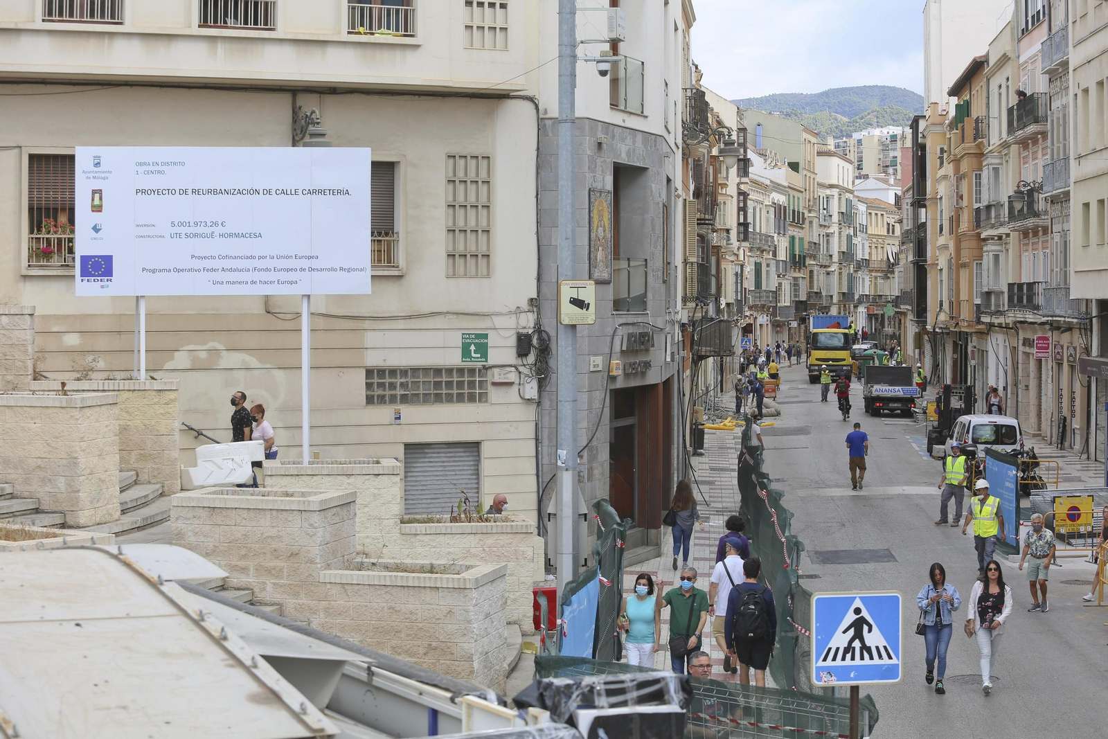 La calle Carretería de Málaga ya está en obras, en fotos