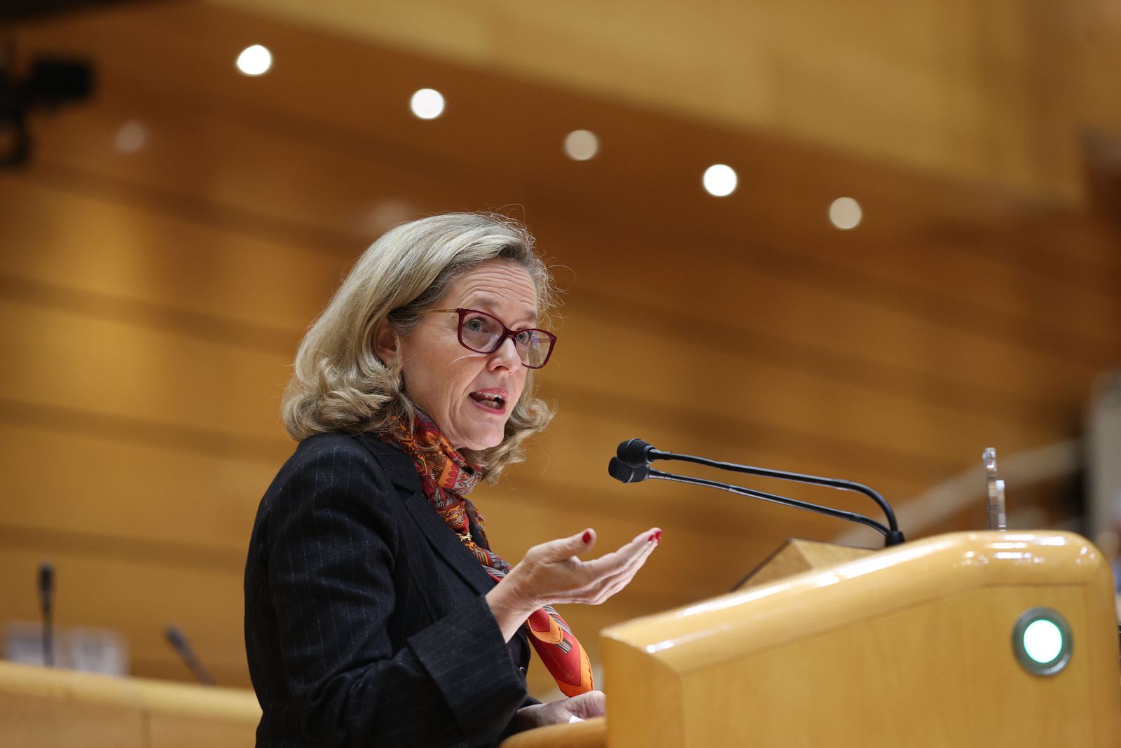 Nadia Calviño, vicepresidenta de Asuntos Económicos, este martes en el pleno del Senado