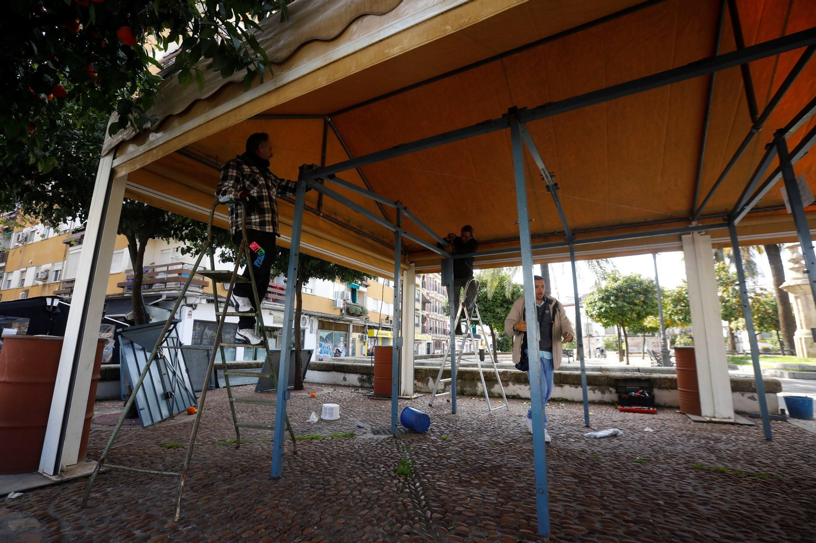 La instalación de los puestos de caracoles de Córdoba, en imágenes