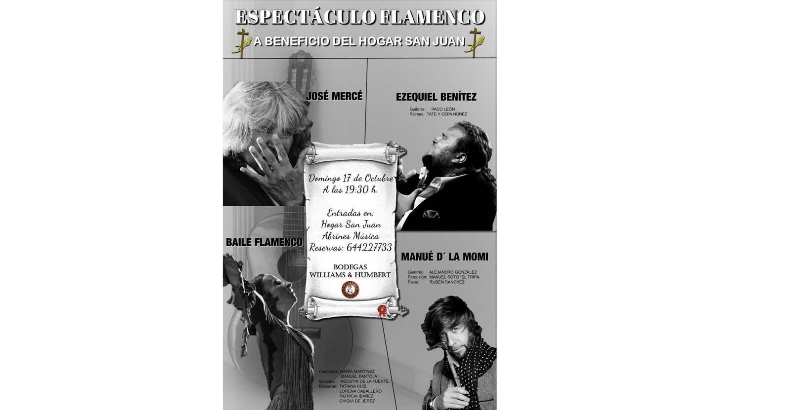 Cartel del espectáculo a beneficio del Hogar San Juan el 17 de octubre próximo.