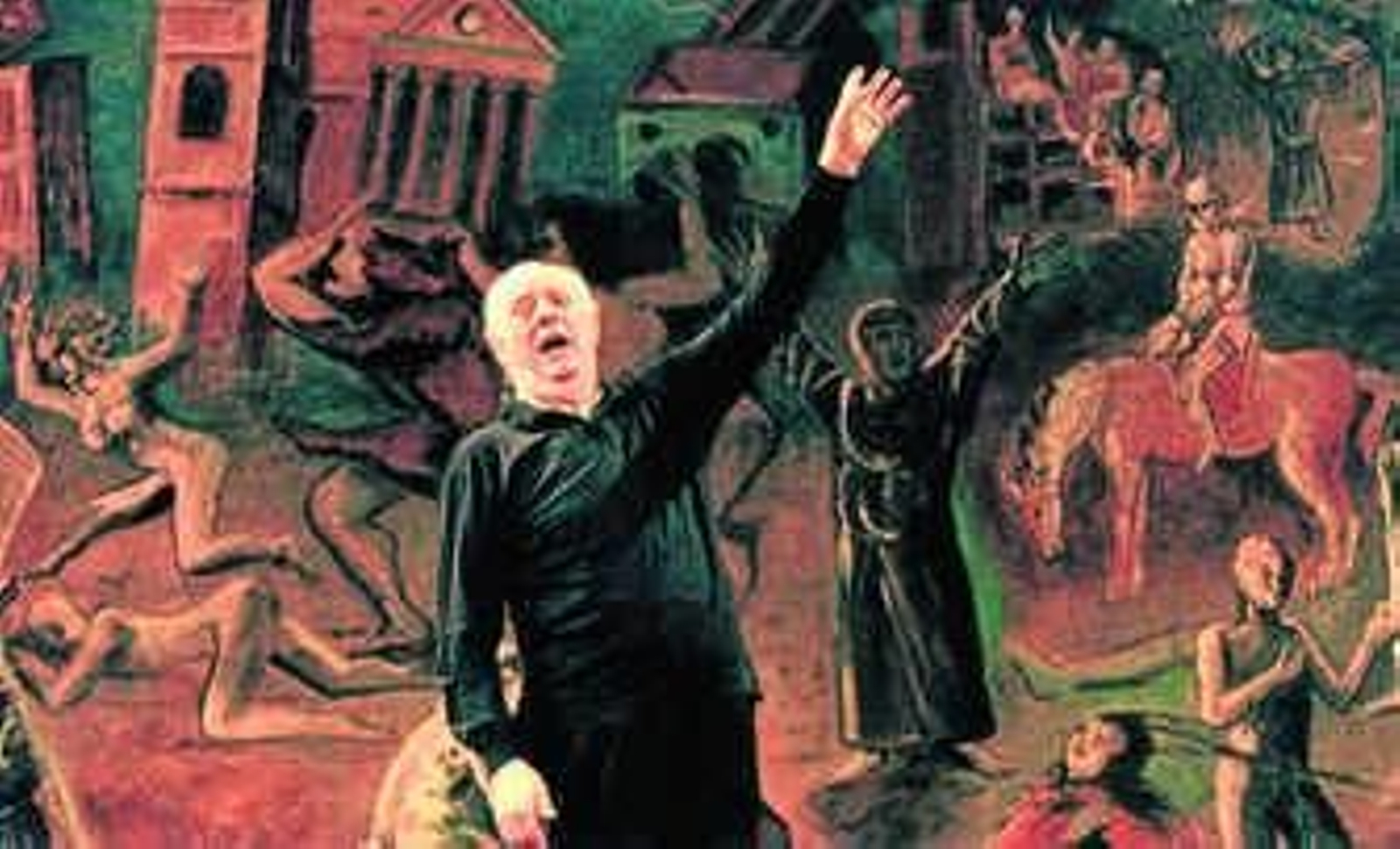 El escritor y artista italiano en 1999 durante el ensayo general de su revolucionaria biografía sobre San Francisco de Asís.