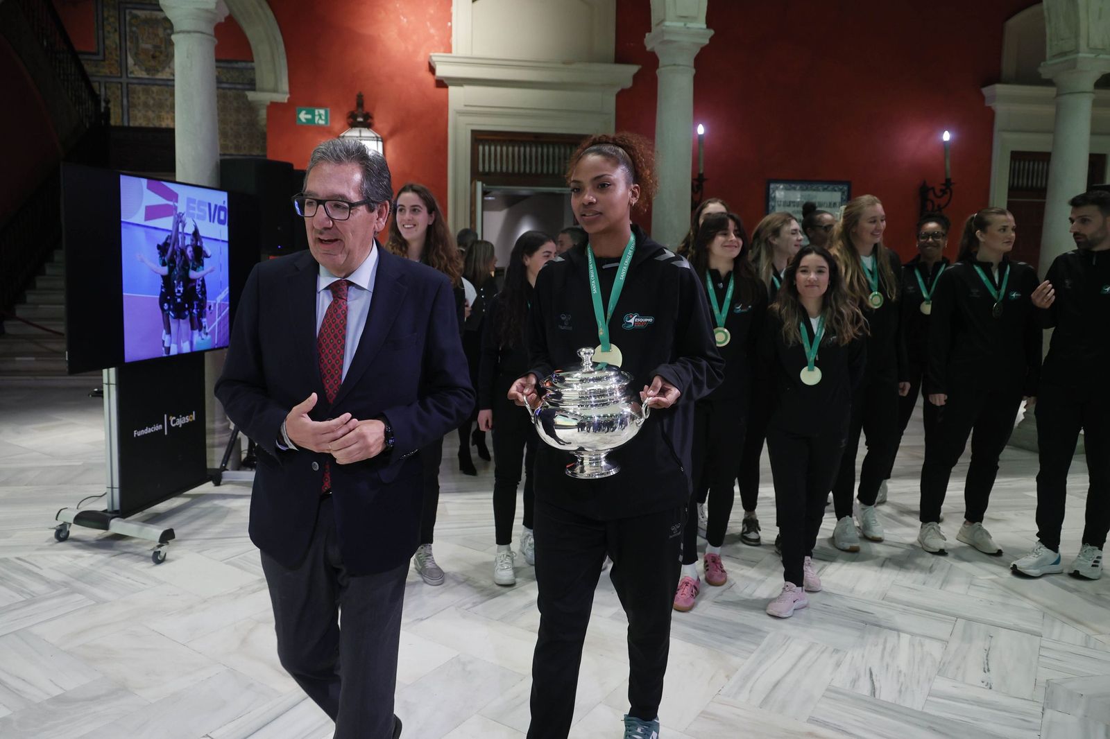 Recepción en la Fundación Cajasol a la campeonas de la Copa de la Reina de voleibol