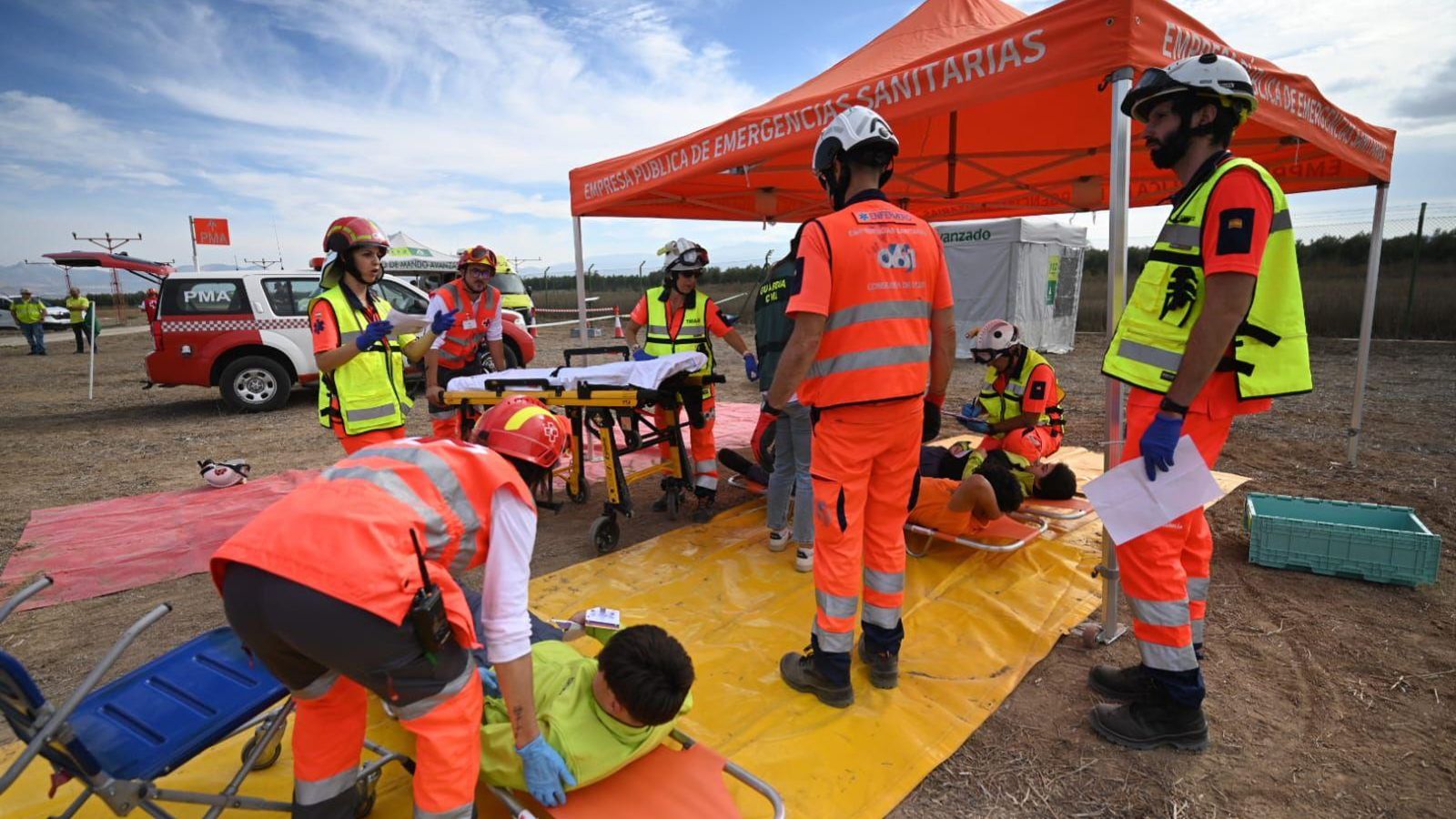 El ejercicio contemplaba la salida de pista de una aeronave con resultado de fallecidos y heridos graves