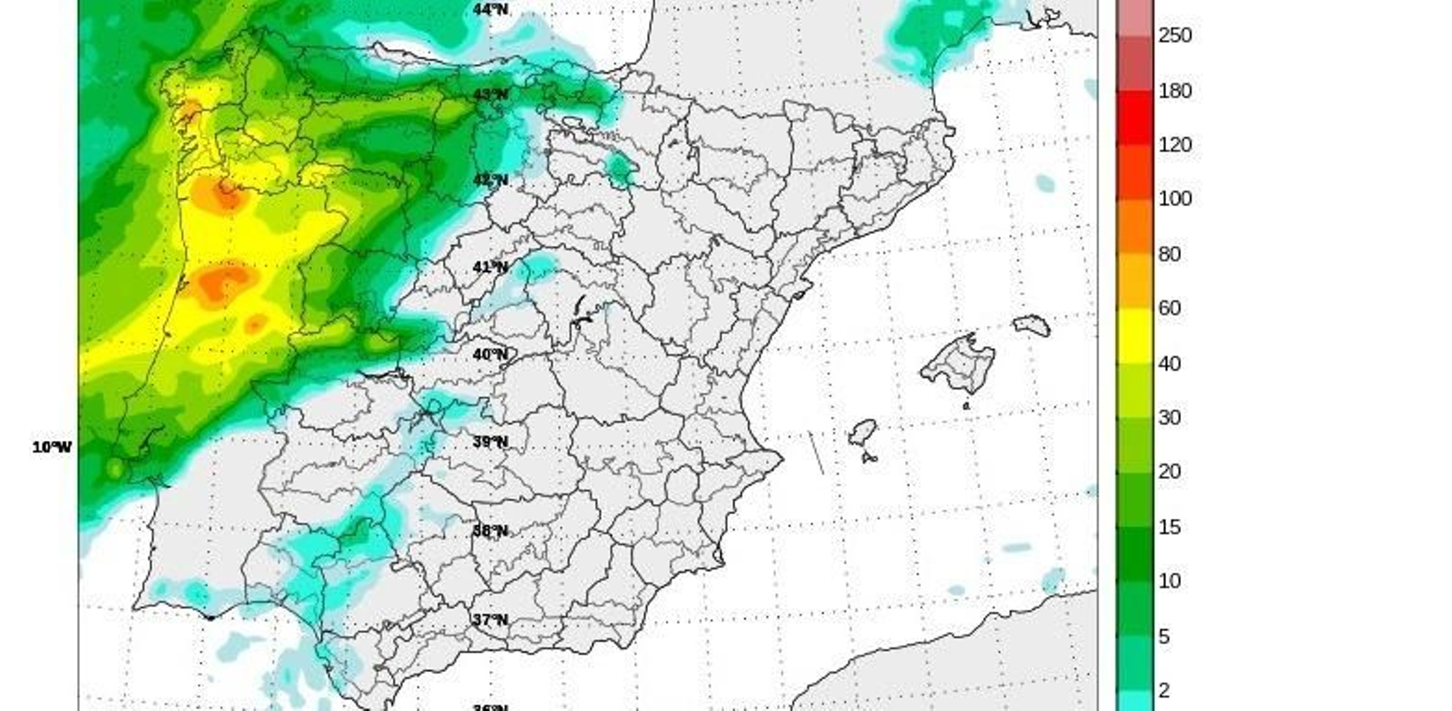 Precipitaciones previstas por la Agencia Estatal de Meteorología este sábado 1 de noviembre en la península