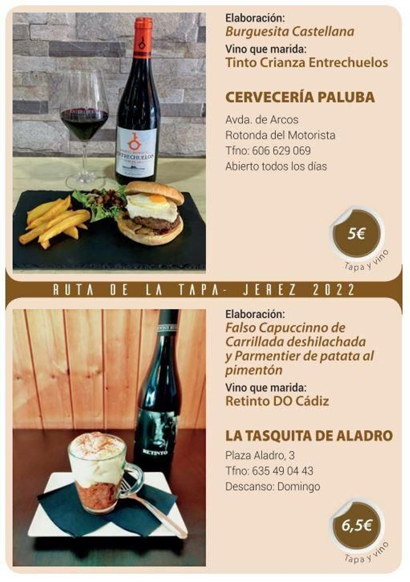 Ruta de la Tapa 'DesTapa Jerez': establecimientos, tapas maridadas y precios