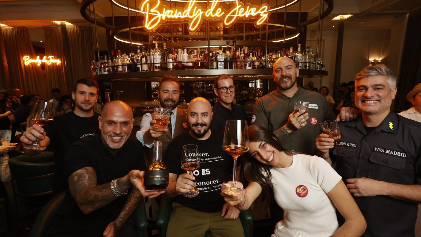 Los maestros mixólogos, durante el encuentro sobre el Brandy de jerez.