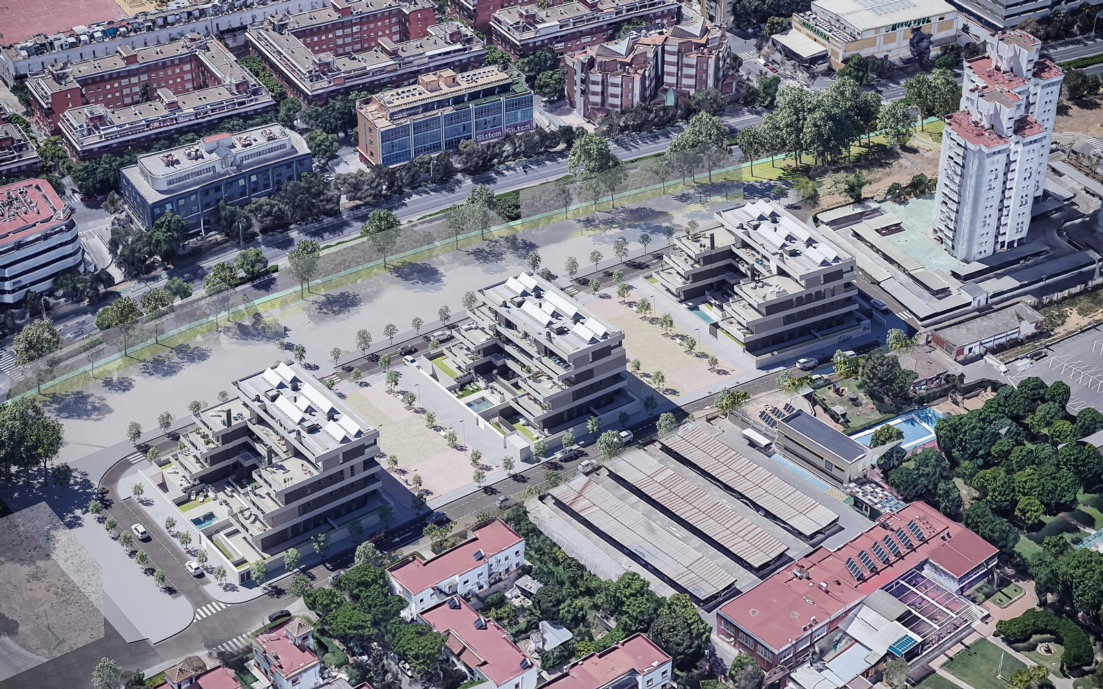 La promoción de viviendas Gradia de Aedas Homes en la avenida de Jerez de Sevilla capital