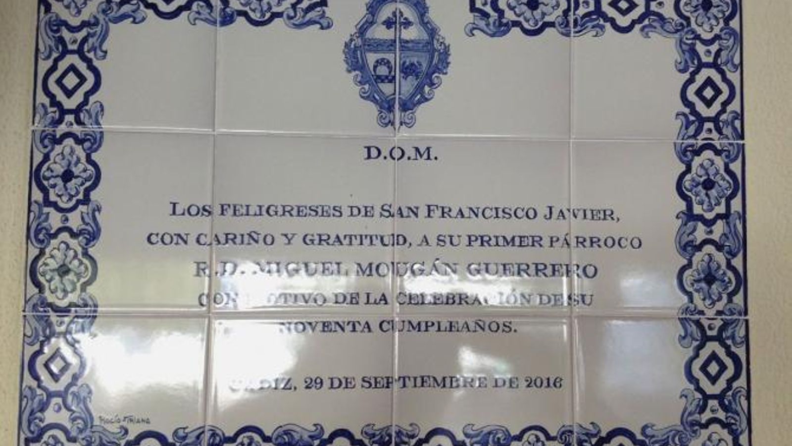 Azulejo de la parroquia de San Francisco Javier.
