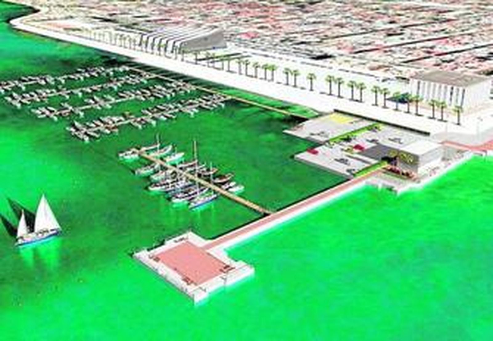 Imagen virtual de cómo quedaría el frente marítimo con el nuevo puerto.