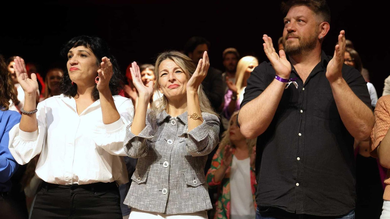 Toni Morillas, Yolanda Díaz y Nicolás Sguiglia.