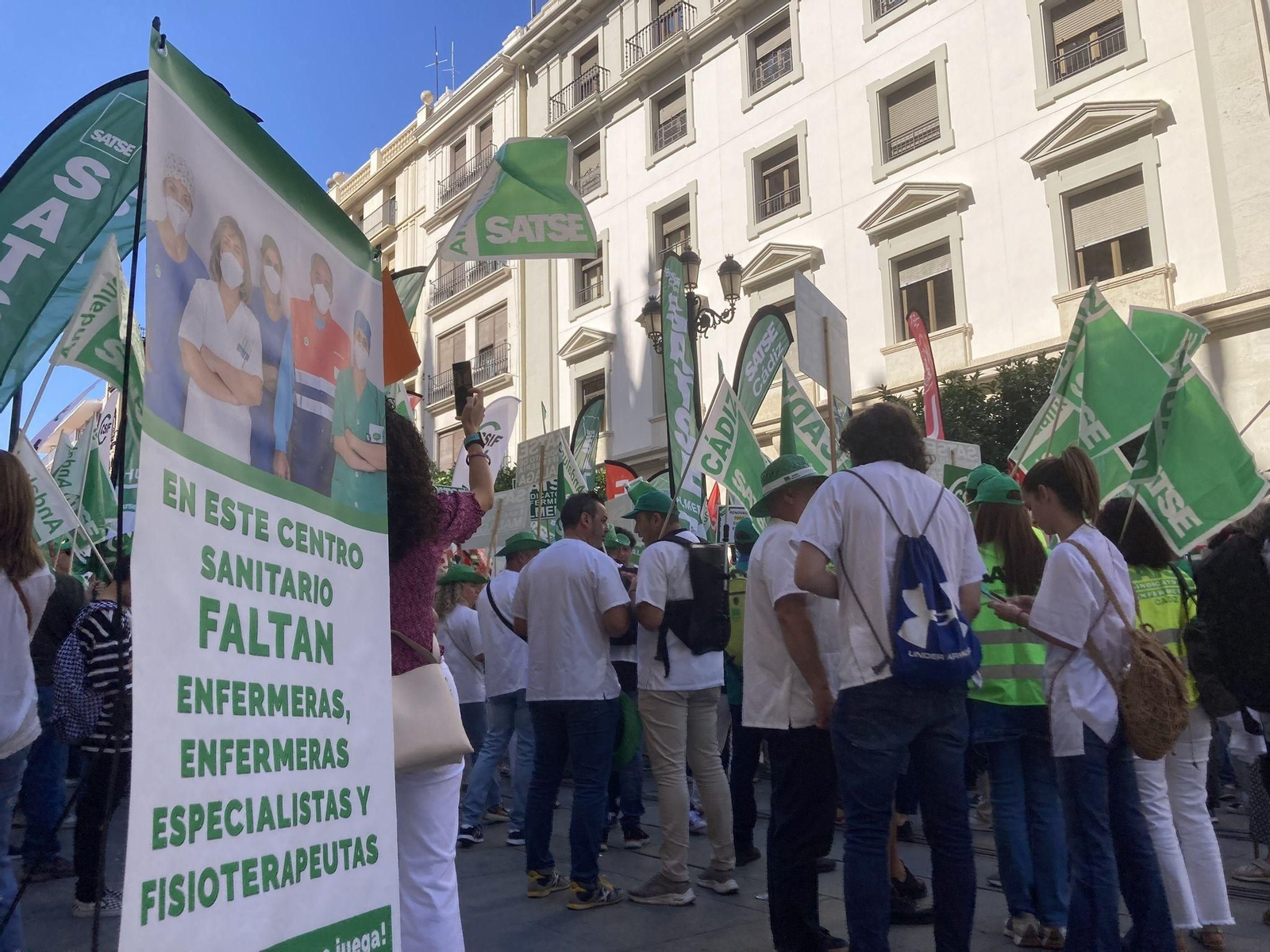 Una protesta sindical en la sede del SAS