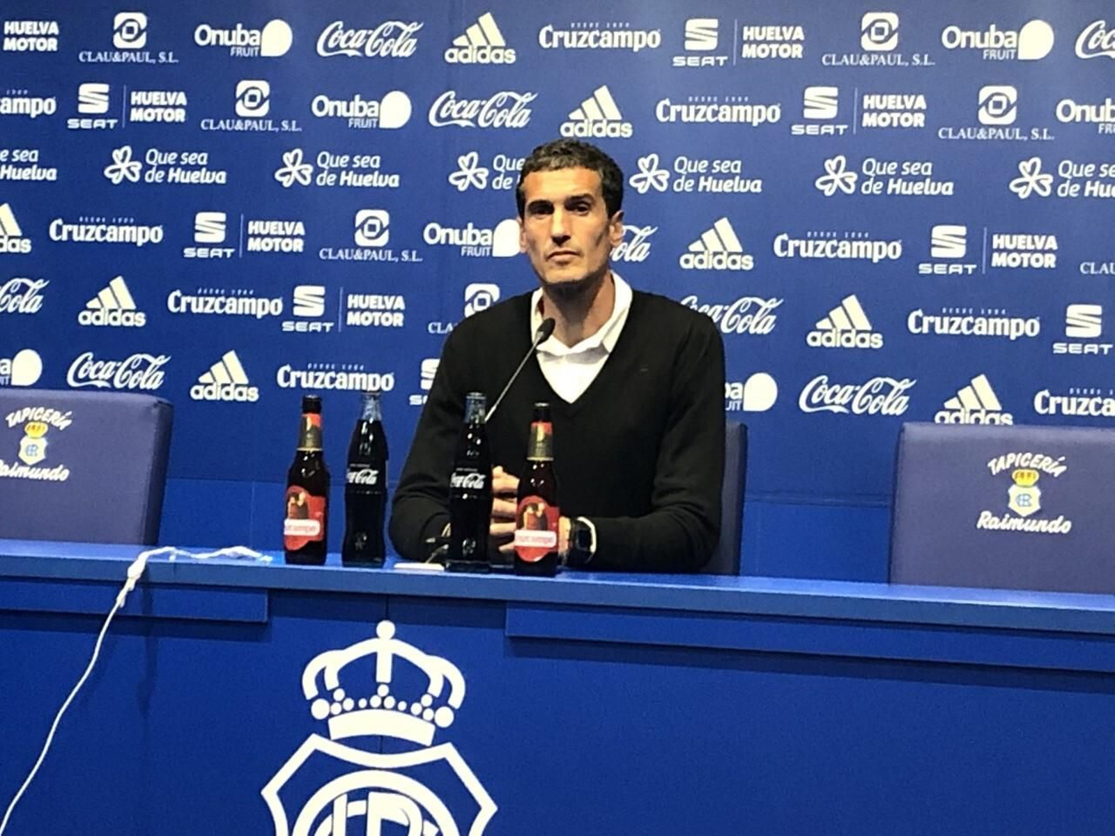 Calle, en la sala de prensa del Nuevo Colombino.