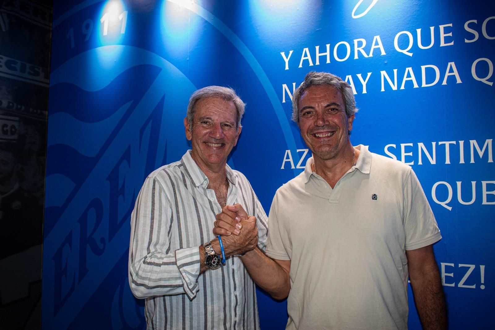 Sebastián Alonso de Medina, presidente del Xerez DFC, junto a Álvaro de la Calle.