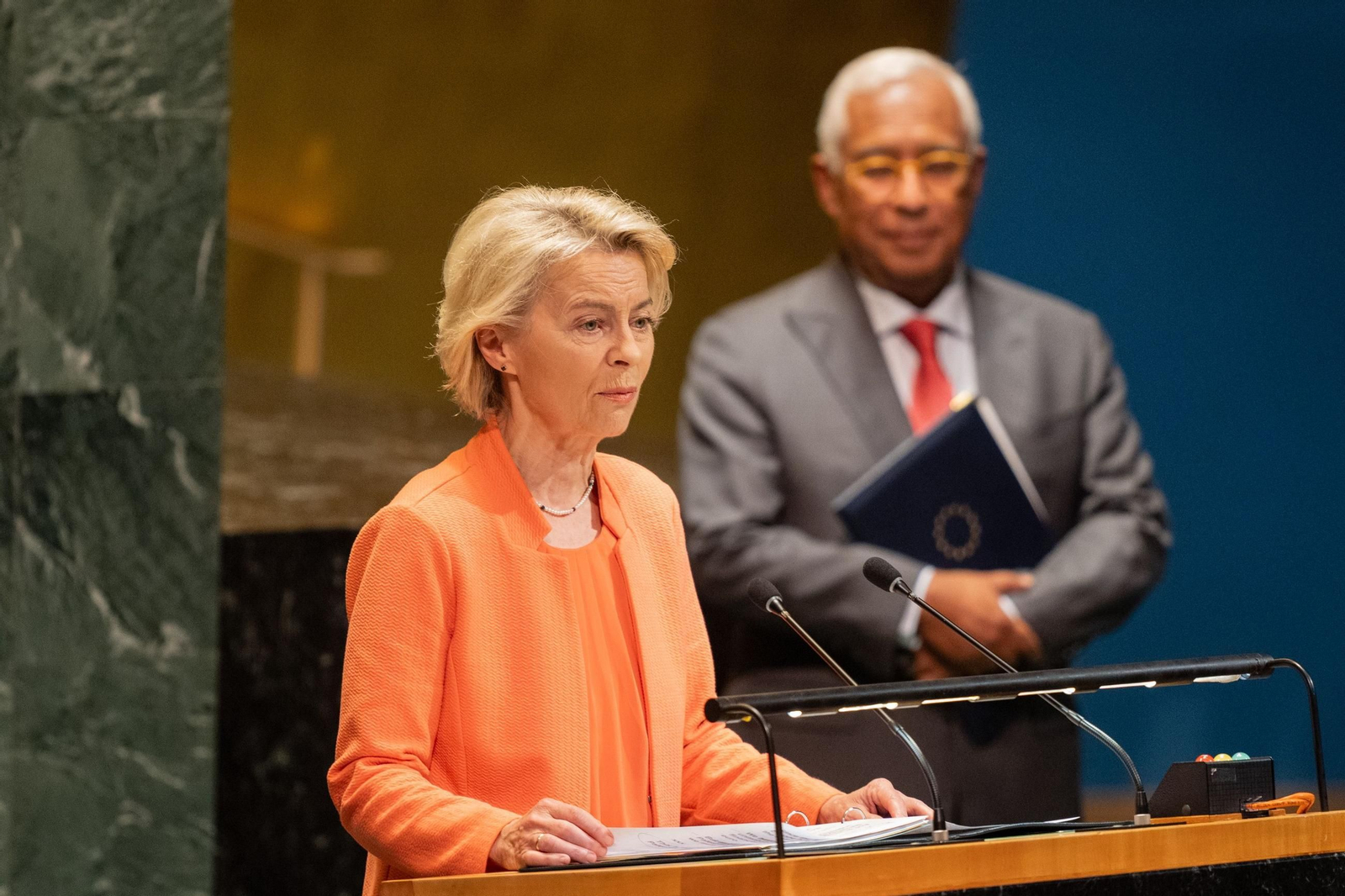 La presidenta de la Comisión Europea, Ursula von der Leyen, ante la Asamblea de la ONU.