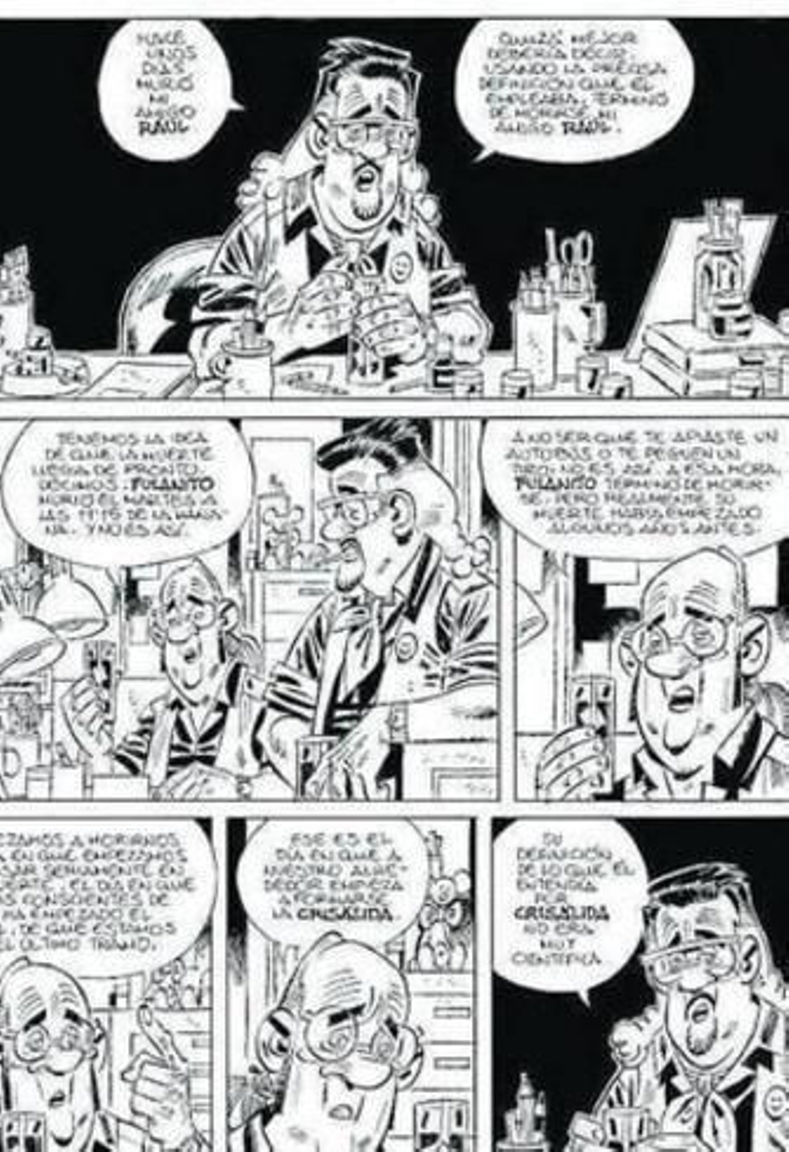 Memoria. Giménez no tiene tapujos ni se acomoda en las medias tintas, sino que lo que nos lanza son dibujos como dardos y bocadillos llenos de realidad.