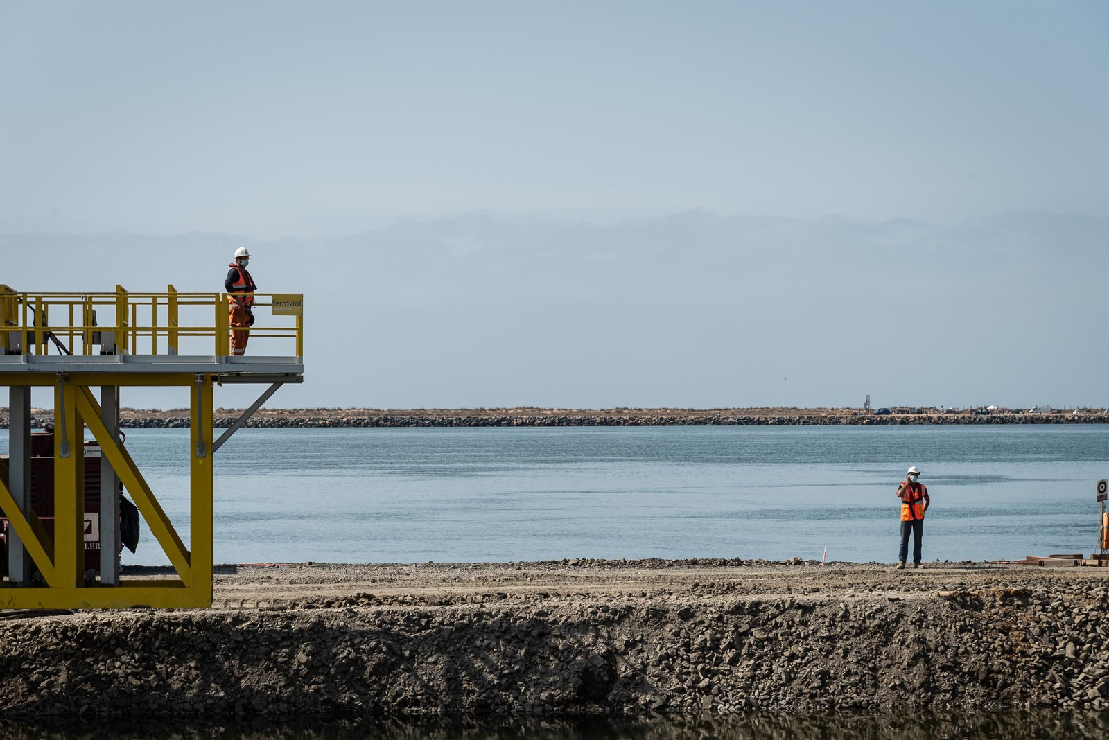 Imágenes de a obra de ampliación del muelle sur del Puerto de Huelva