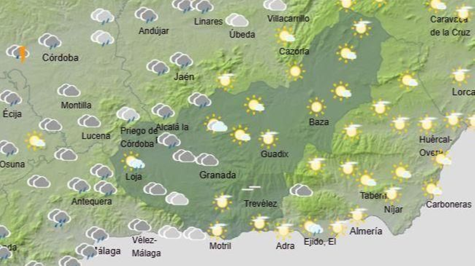 El Tiempo en Granada el 29 de octubre de 2025