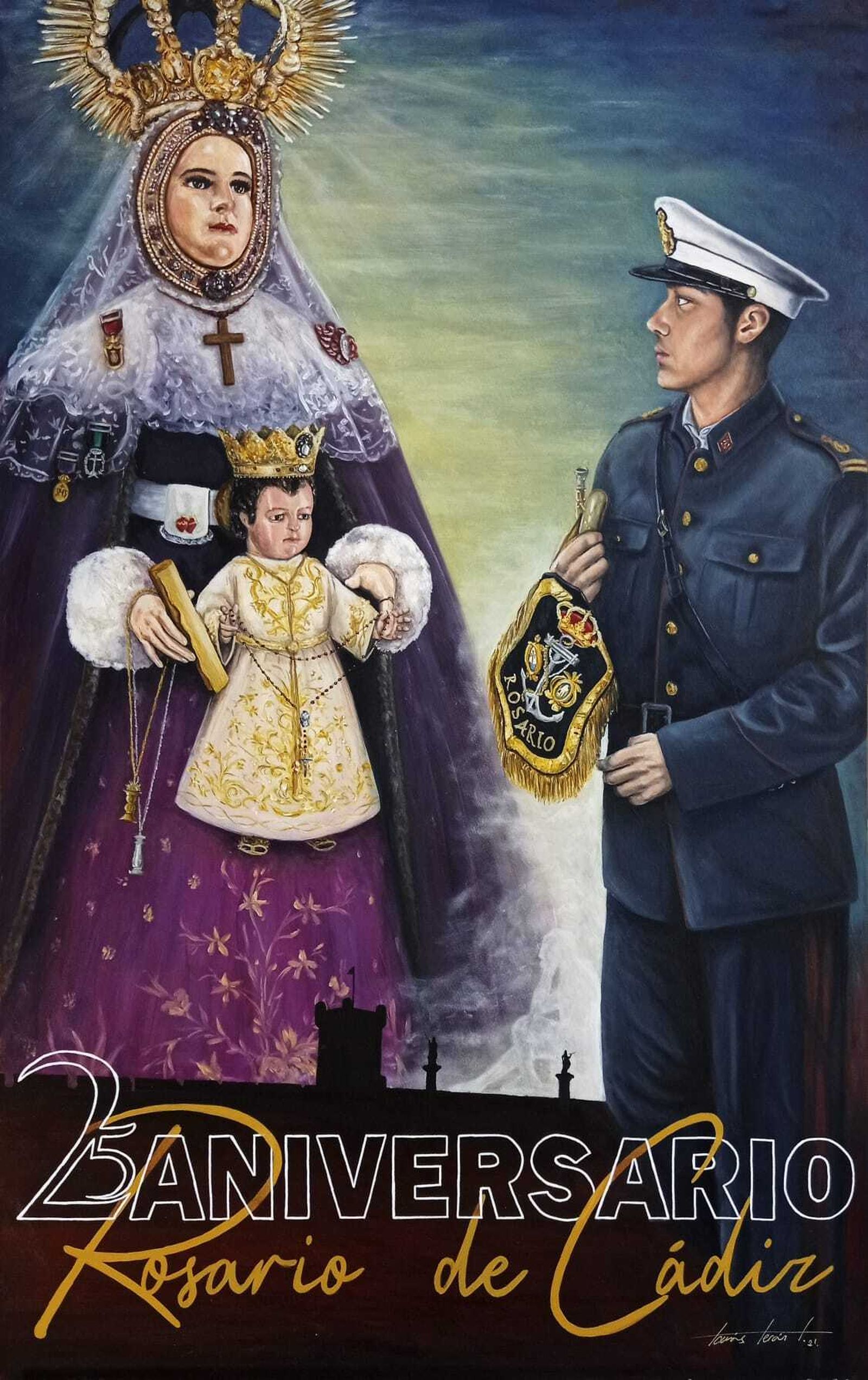 Cartel del 25 aniversario de la banda del Rosario de Cádiz.