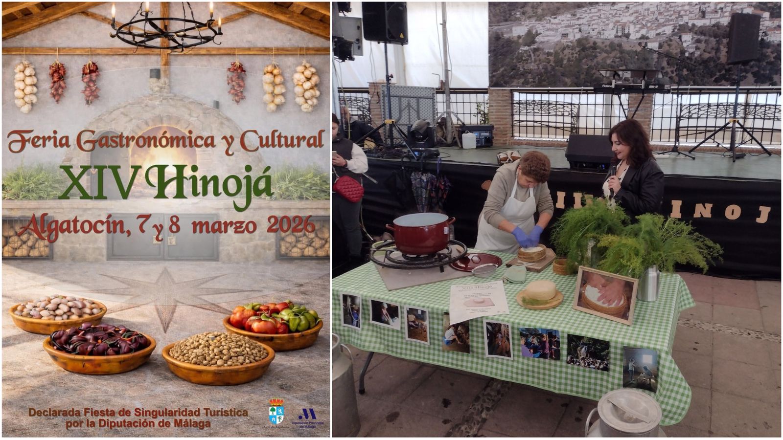 Cartel de la Feria Gastronómica y Cultural XIV Hinojá de Algatocín y su pasada edición.