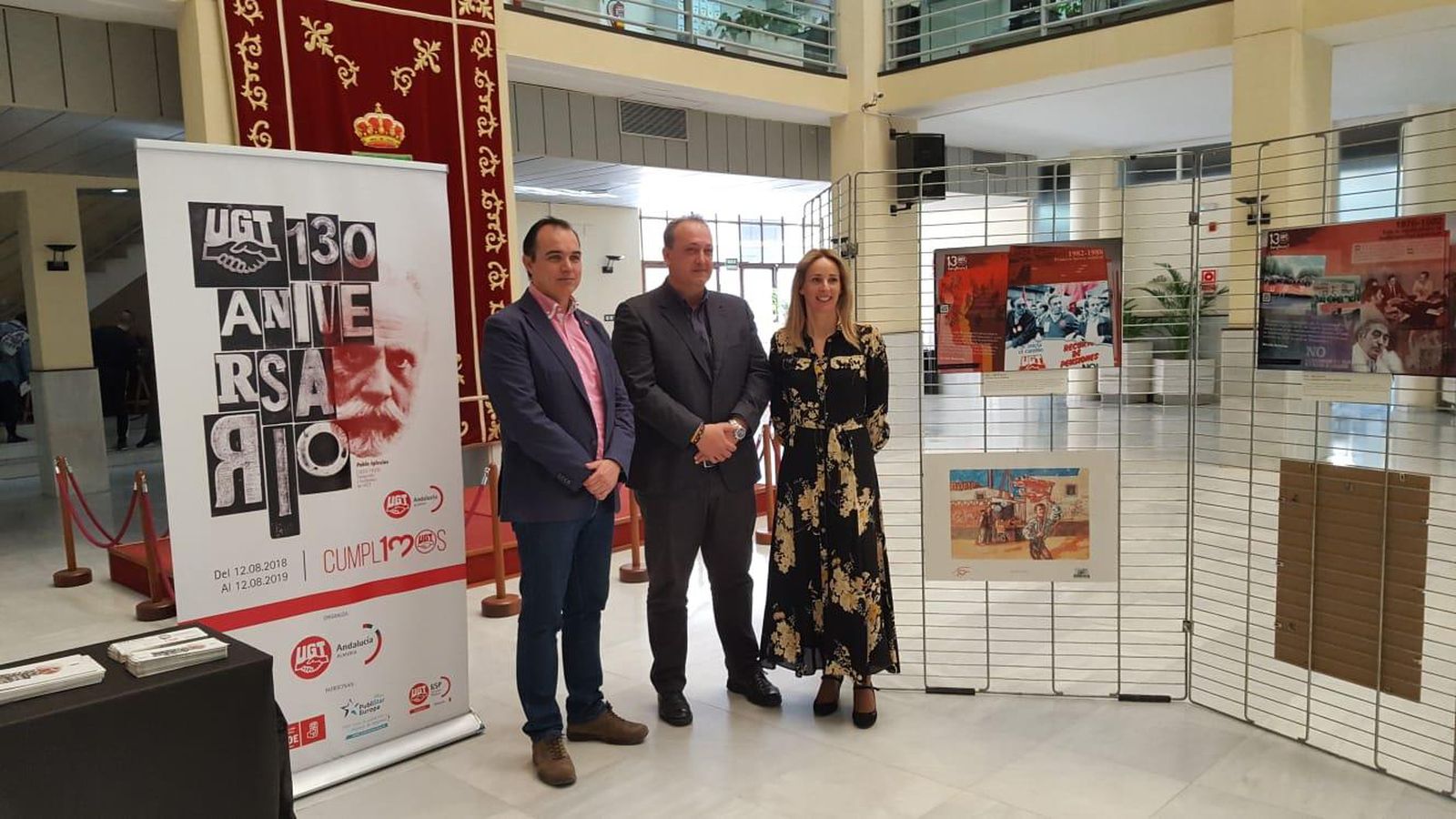 José Francisco Rivera, Manuel Quero y Margarita Piaget, durante la inauguración en El Ejido.