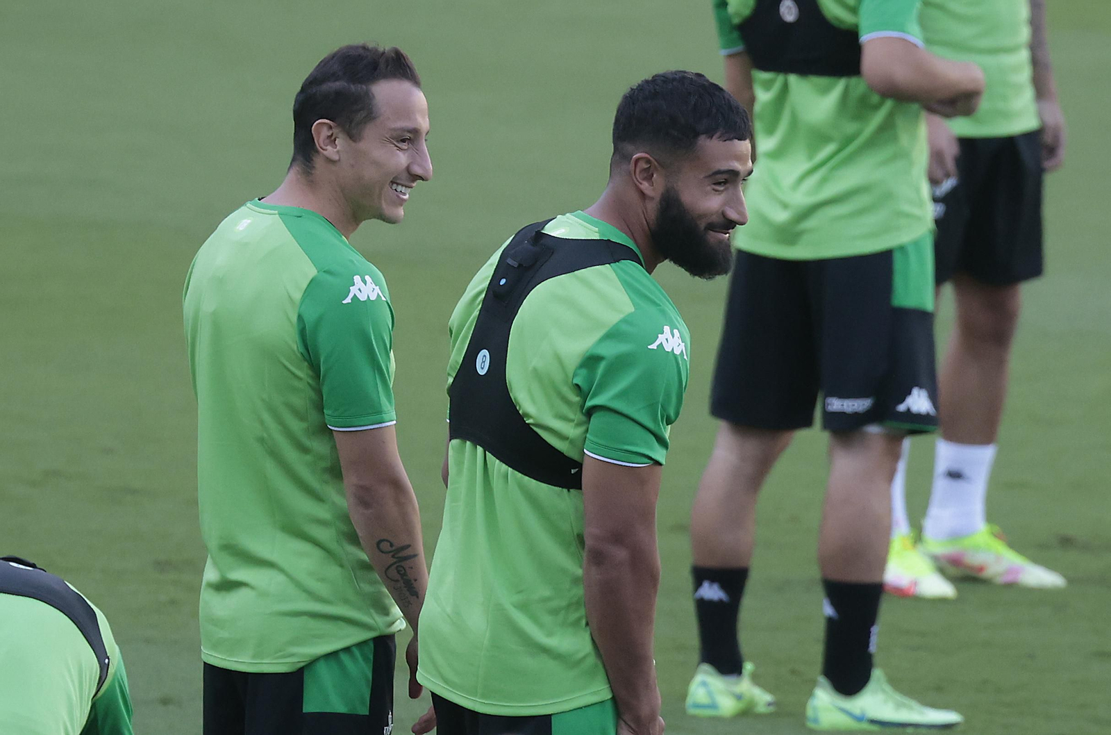 Fekir y Guardado en el entrenamiento de este miércoles.