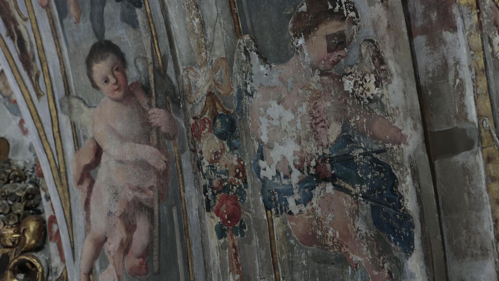 Imágenes del estado de la restauración de la capilla de San José.