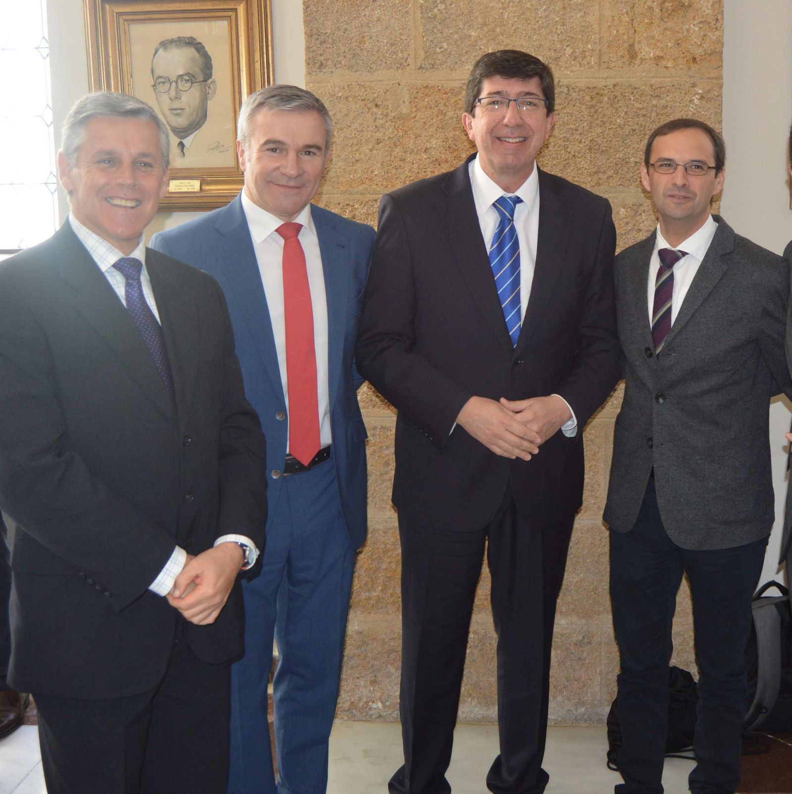 Javier Cano, Fernando García, Juan Marín y el alcalde de Sanlúcar de Barrameda, Víctor Mora.