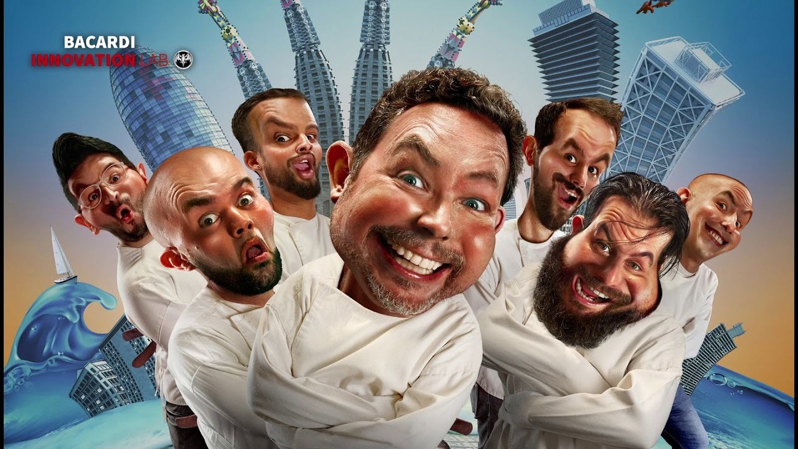 Caricatura con motivo de El Barrio Loco de Albert Adriá y los chefs de El Barri