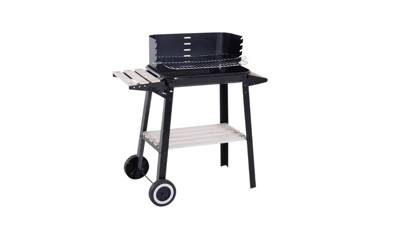 Barbacoa de carbón Outsunny con altura regulable y estantes