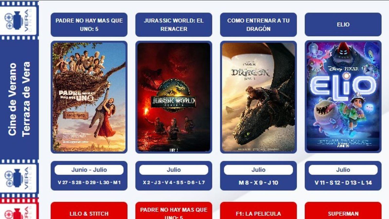 Cartelera para el mes de julio. Cartelera para el mes de julio.