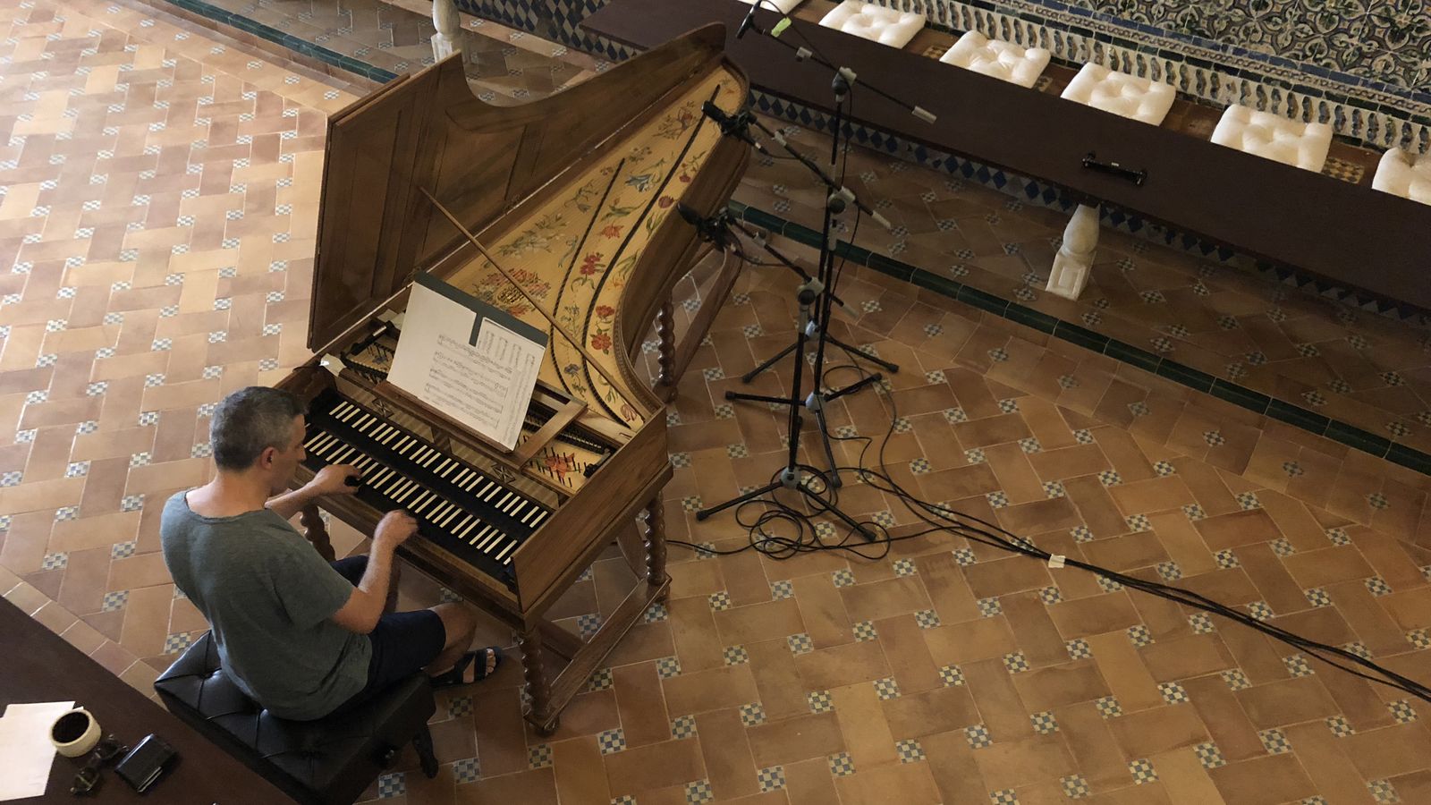 La grabación en el refectorio de Santa Clara.