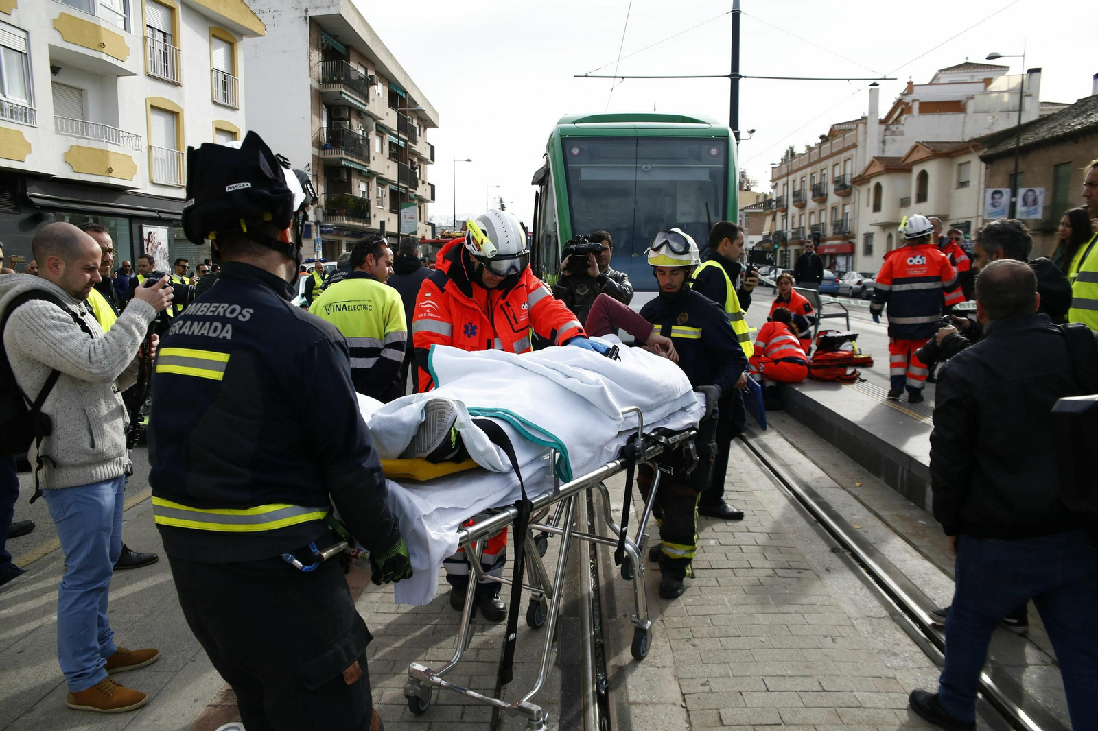 Imagen del simulacro de atropello en Albolote