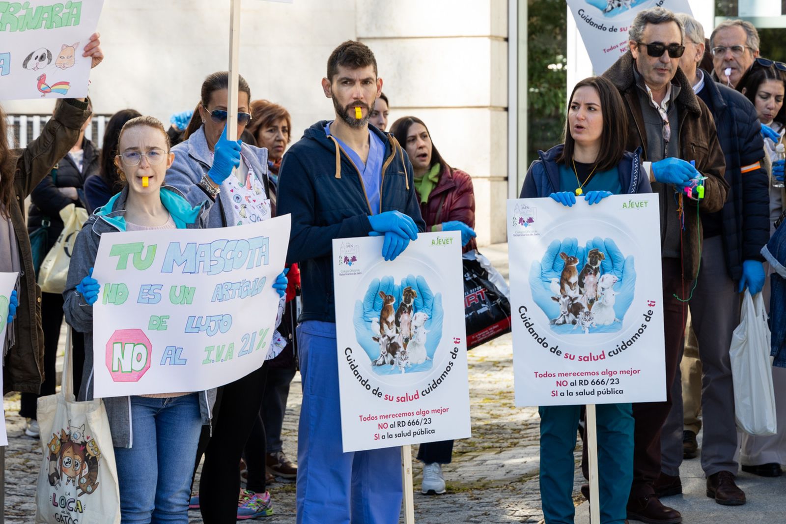 Concentración de veterinarios en protesta contra el real decreto 666/2023