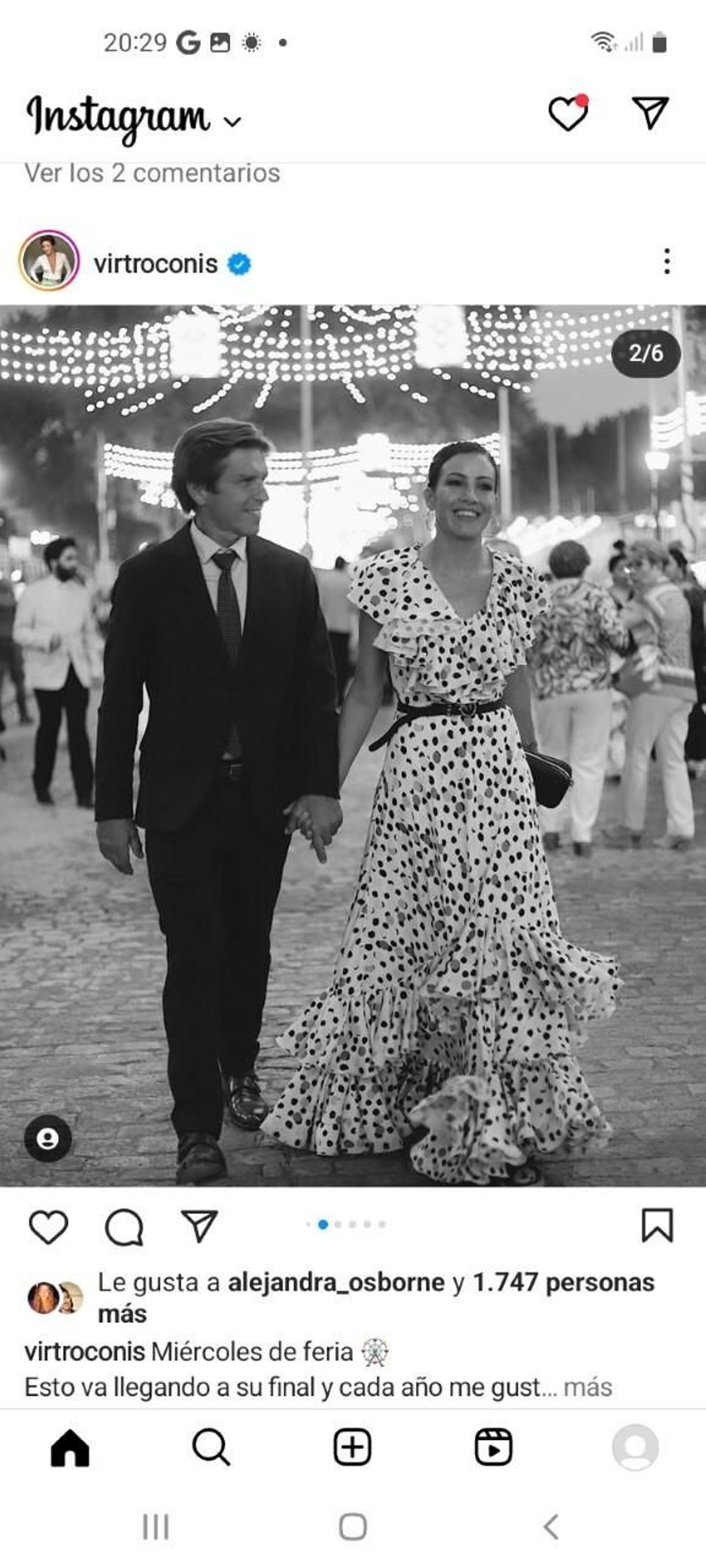 El Cordobés y su mujer, Virginia Troconis, de noche