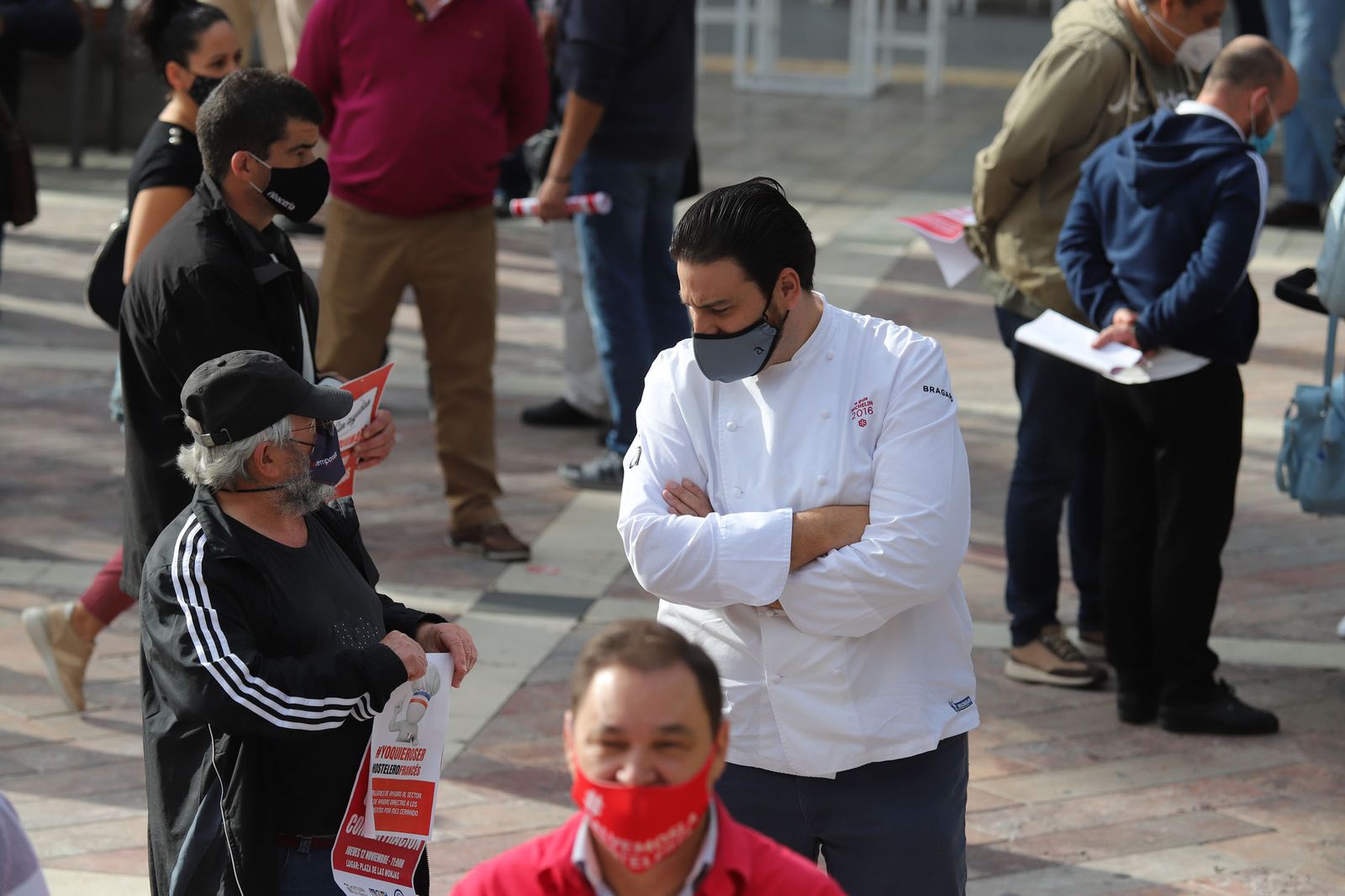 Imágenes de la concentración de los hosteleros de Huelva para reclamar ayudas.