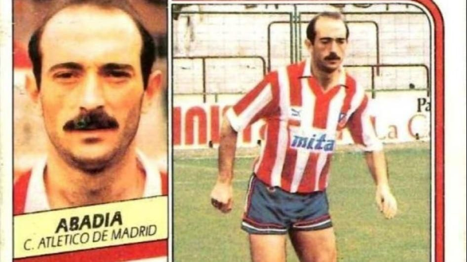 Tato Abadía en el cromo de 1989 cuando fichó por Atlético de Madrid y tenía 27 años