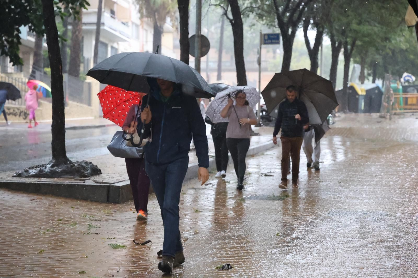 Las mejores imágenes del paso del fuerte temporal de lluvias, tormenta y rachas de viento por Huelva capital este miércoles