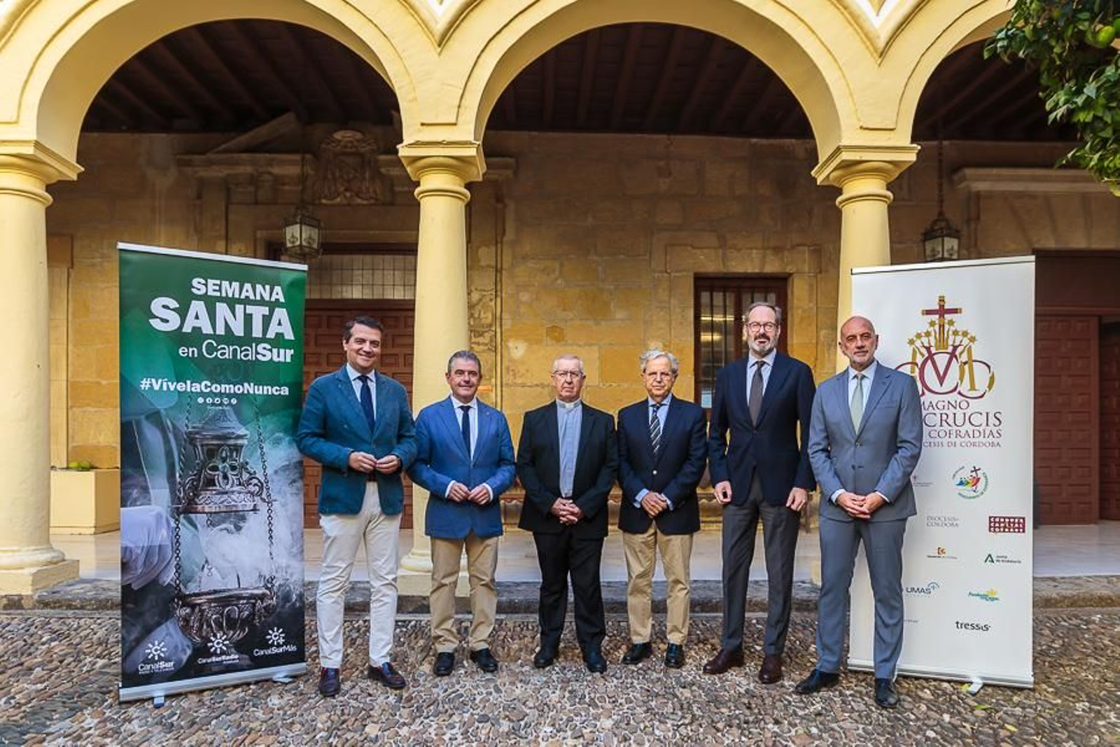Las autoridades y organizadores, durante la presentación del dispositivo de Canal Sur.