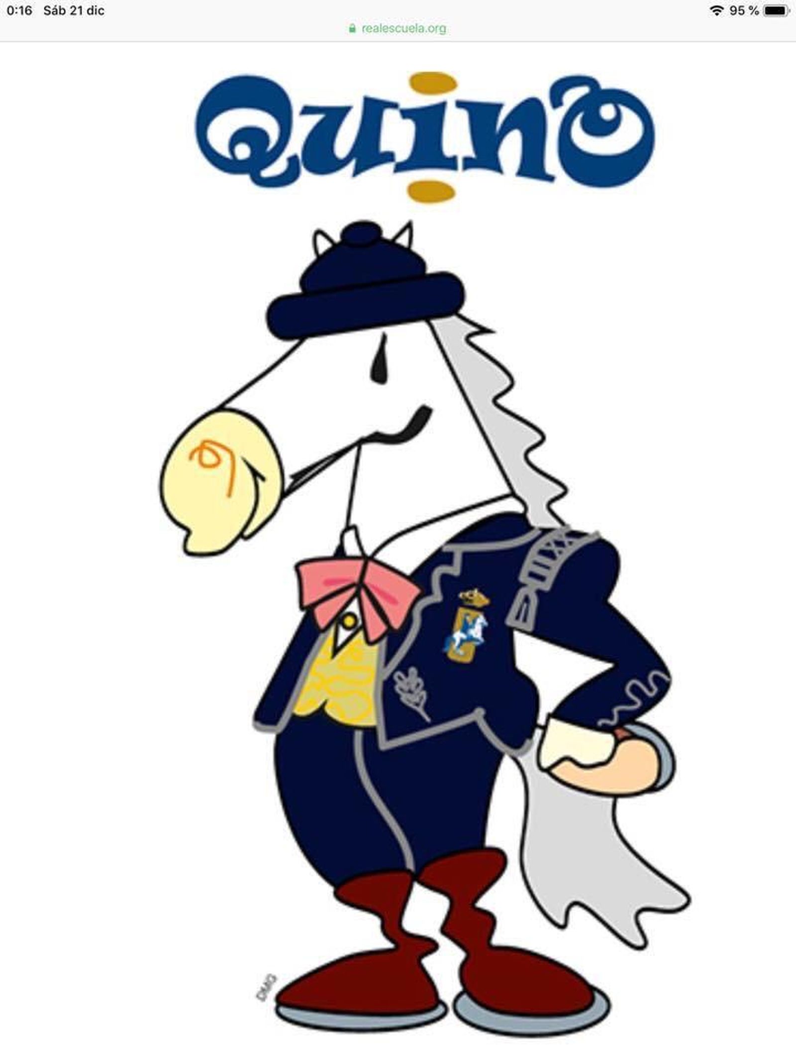 La mascota que realizó para la Real Escuela.