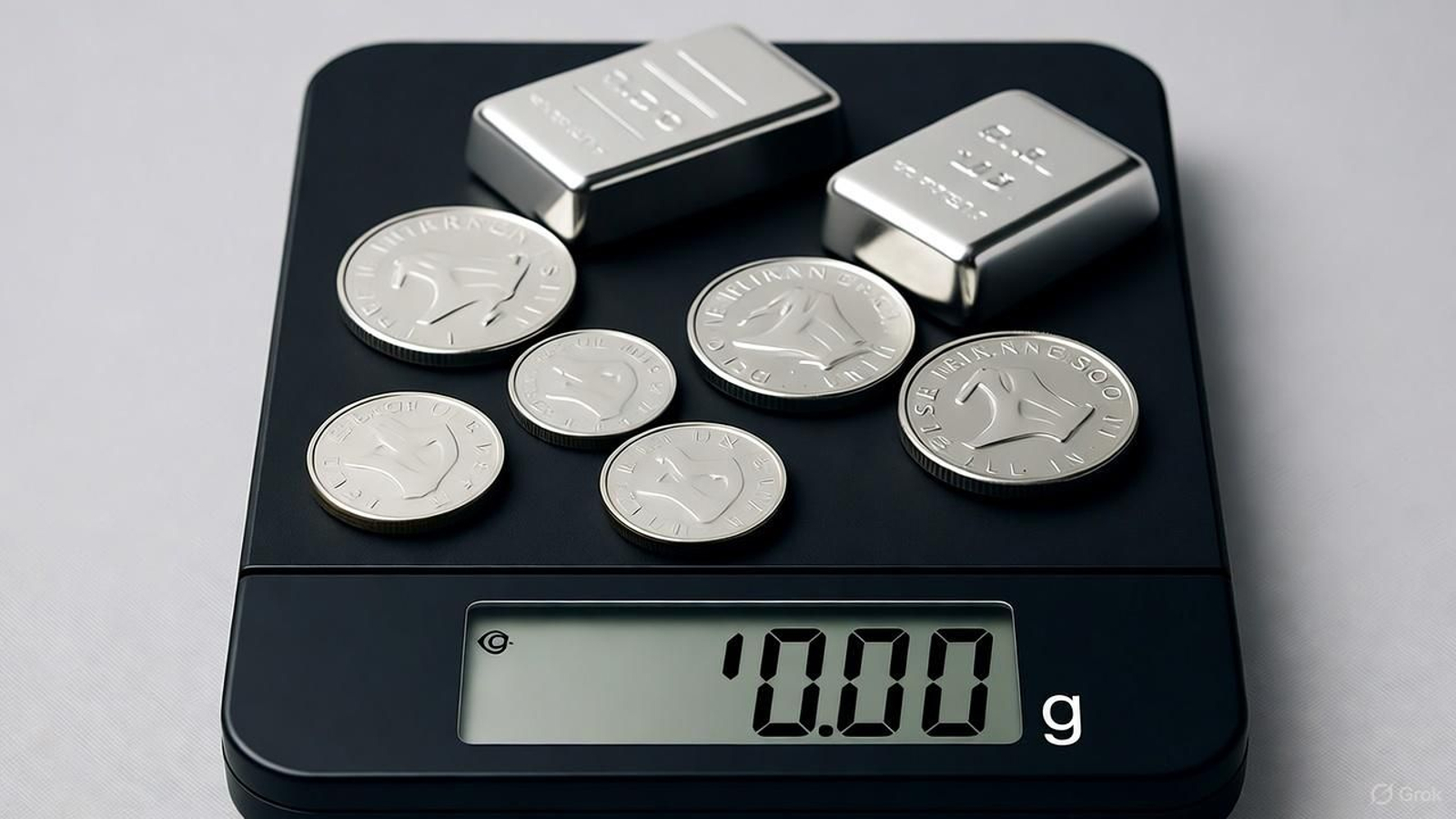 Representación de varias monedas y barras de plata